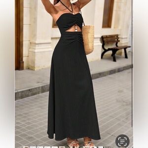 NWT Black Halter back cut out front detail, Summer Maxi Dress size M